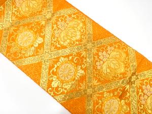 斜め格子に菊・桐模様織出し袋帯